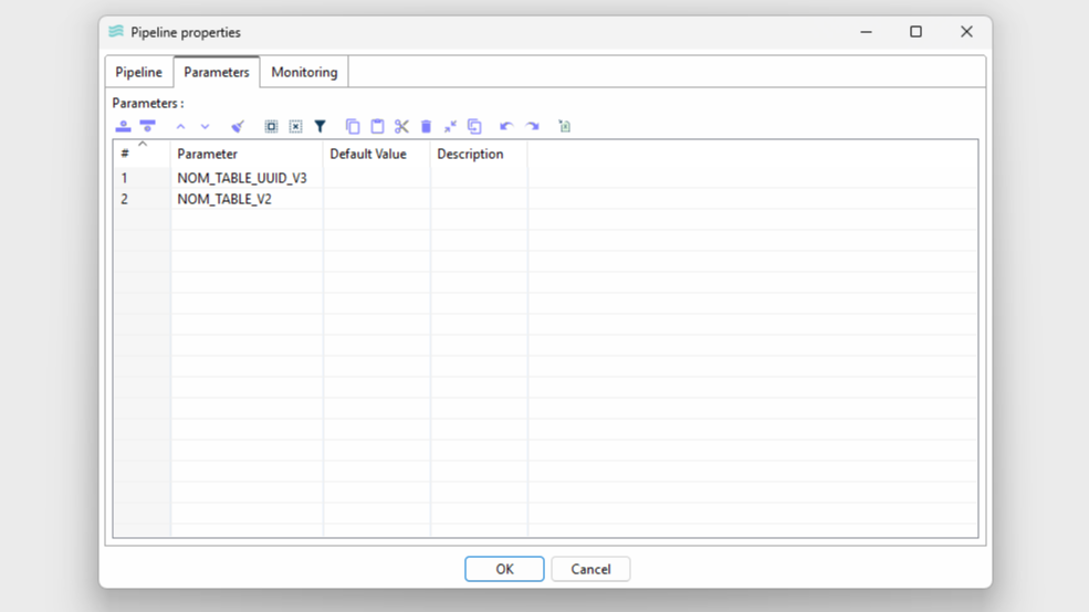 Paramètres Pipeline